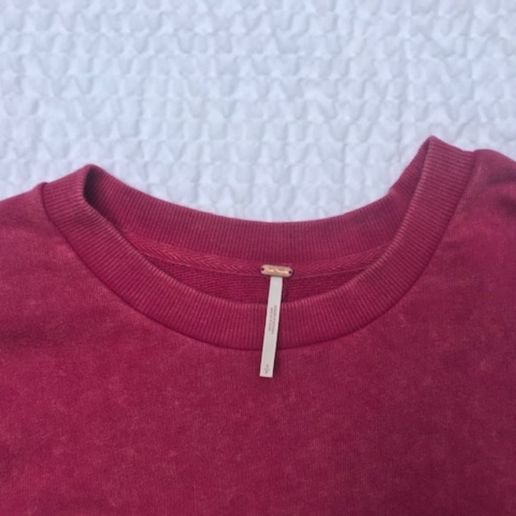 Free People Pink Bell Sleeve Relaxed Crop Sweater - Picture 5 of 8